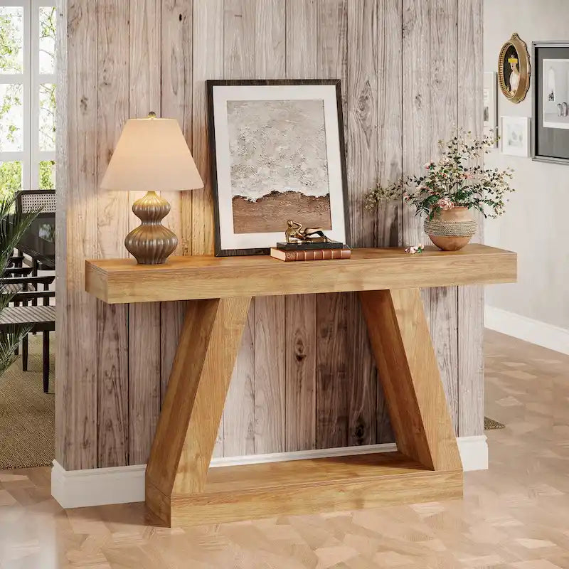 55 Inches Farmhouse Wood Console Sofa Table with Storage - 11.81 D x 55.12 W x 31.5 H 8