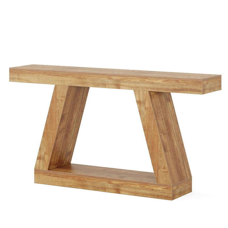 55 Inches Farmhouse Wood Console Sofa Table with Storage - 11.81 D x 55.12 W x 31.5 H 10