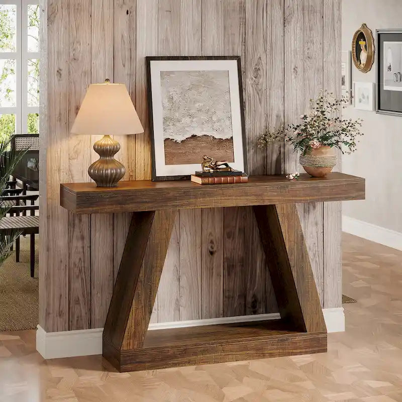 55 Inches Farmhouse Wood Console Sofa Table with Storage - 11.81 D x 55.12 W x 31.5 H 13