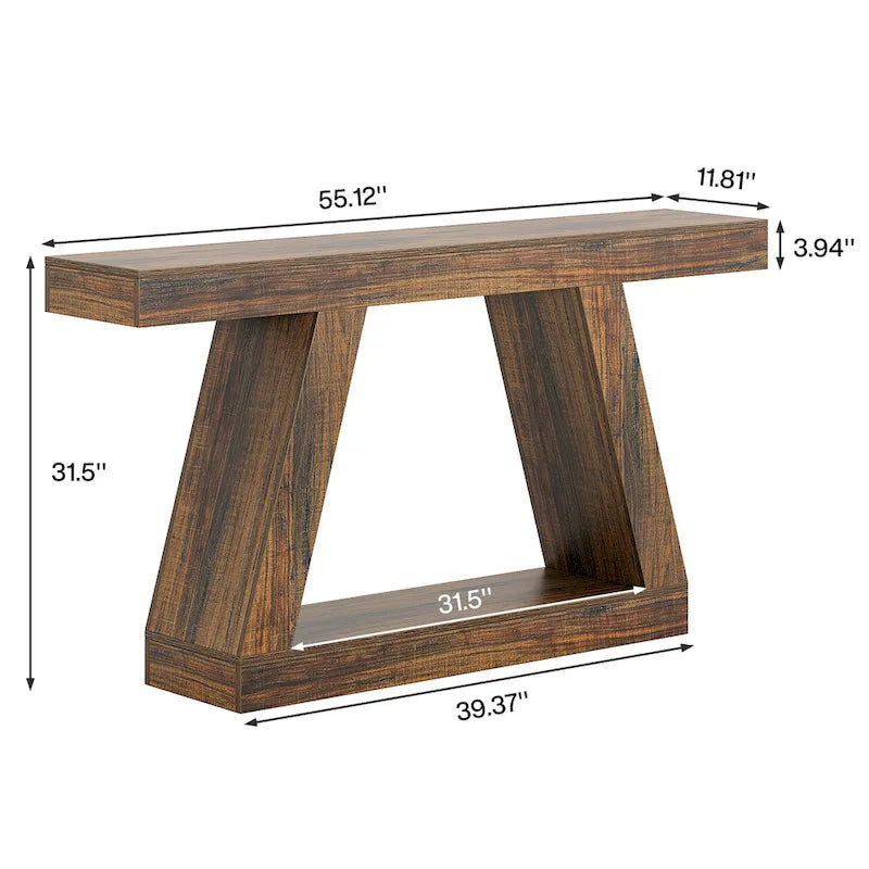 55 Inches Farmhouse Wood Console Sofa Table with Storage - 11.81 D x 55.12 W x 31.5 H 16