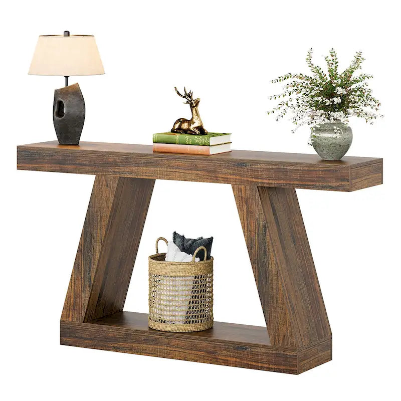 55 Inches Farmhouse Wood Console Sofa Table with Storage - 11.81 D x 55.12 W x 31.5 H 17