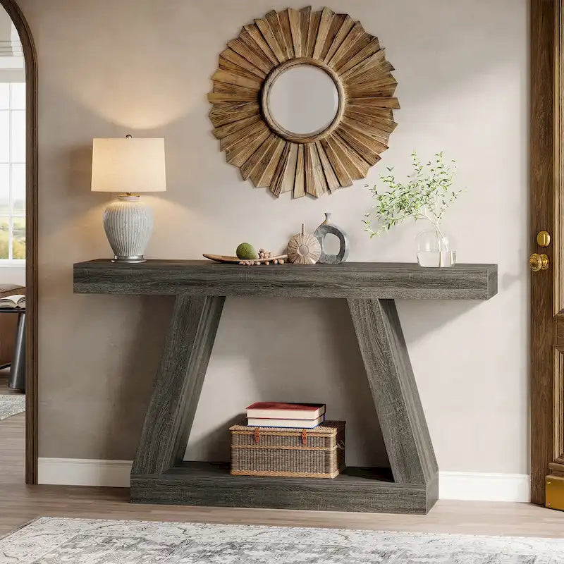55 Inches Farmhouse Wood Console Sofa Table with Storage - 11.81 D x 55.12 W x 31.5 H 20