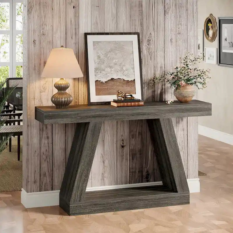 55 Inches Farmhouse Wood Console Sofa Table with Storage - 11.81 D x 55.12 W x 31.5 H 22