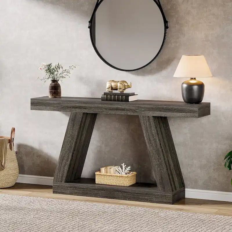 55 Inches Farmhouse Wood Console Sofa Table with Storage - 11.81 D x 55.12 W x 31.5 H 25
