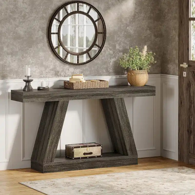 55 Inches Farmhouse Wood Console Sofa Table with Storage - 11.81 D x 55.12 W x 31.5 H 26