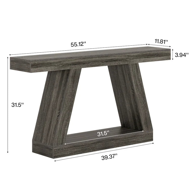 55 Inches Farmhouse Wood Console Sofa Table with Storage - 11.81 D x 55.12 W x 31.5 H 27