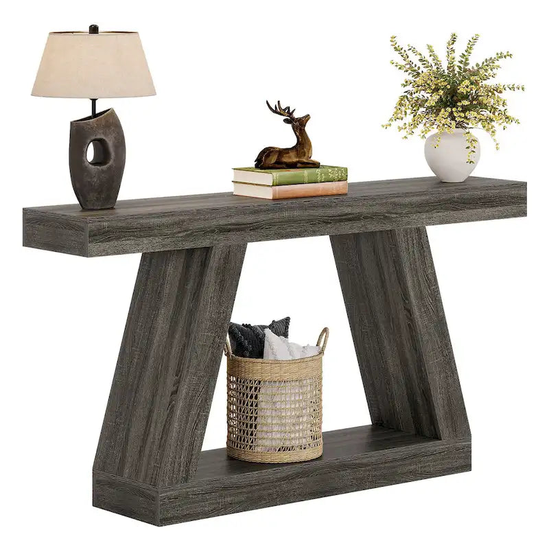 55 Inches Farmhouse Wood Console Sofa Table with Storage - 11.81 D x 55.12 W x 31.5 H 28