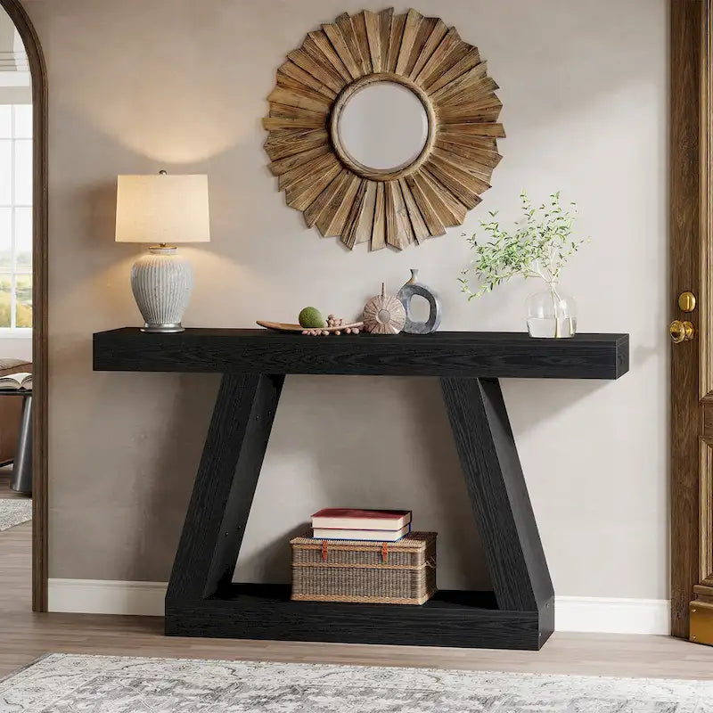 55 Inches Farmhouse Wood Console Sofa Table with Storage - 11.81 D x 55.12 W x 31.5 H 30