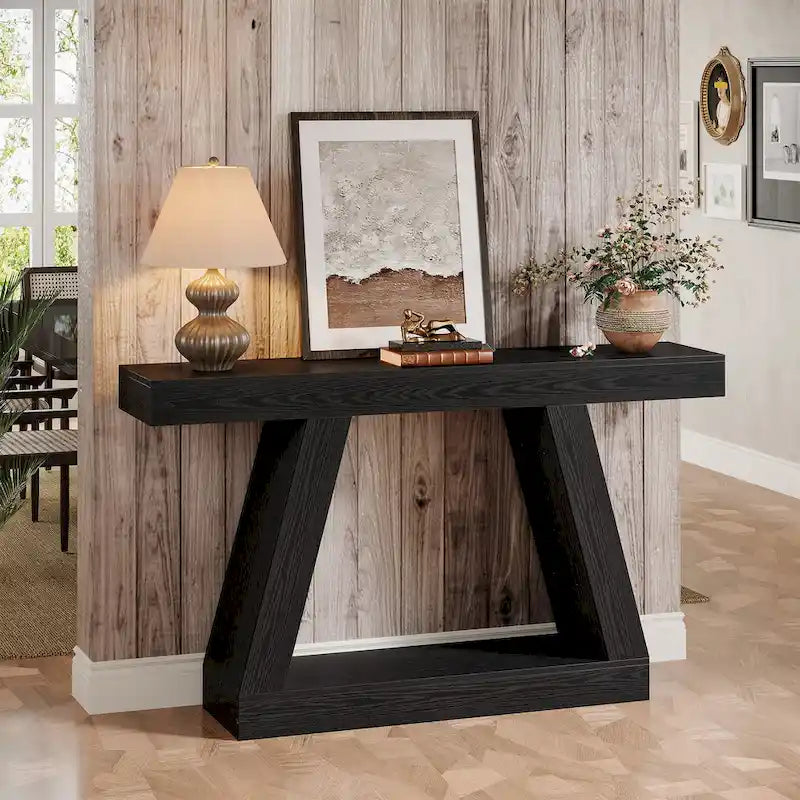 55 Inches Farmhouse Wood Console Sofa Table with Storage - 11.81 D x 55.12 W x 31.5 H 32