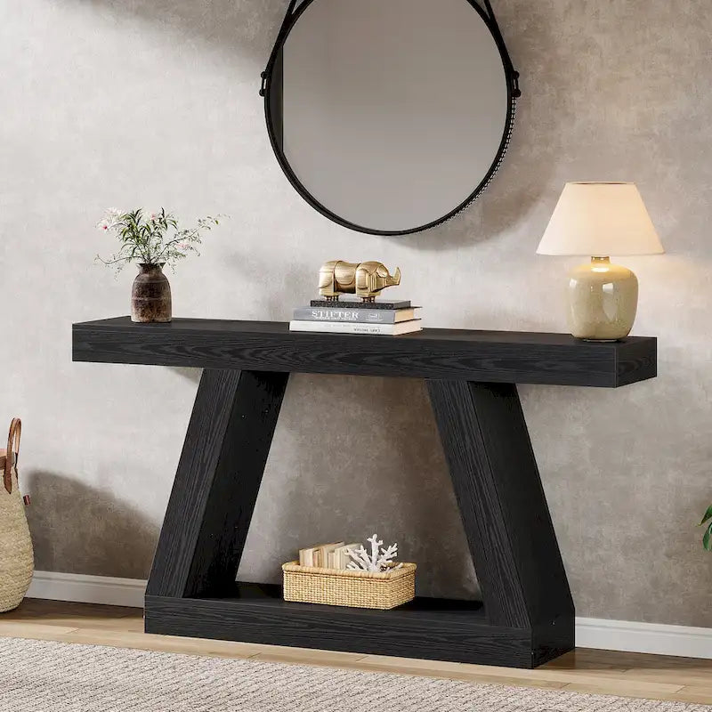 55 Inches Farmhouse Wood Console Sofa Table with Storage - 11.81 D x 55.12 W x 31.5 H 33