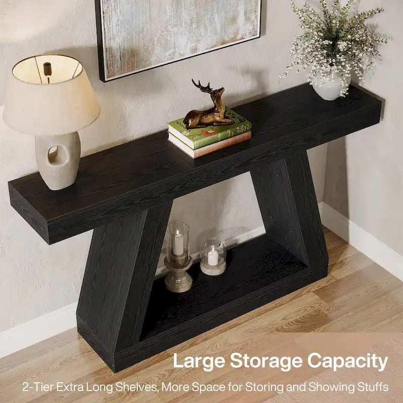 55 Inches Farmhouse Wood Console Sofa Table with Storage - 11.81 D x 55.12 W x 31.5 H 35