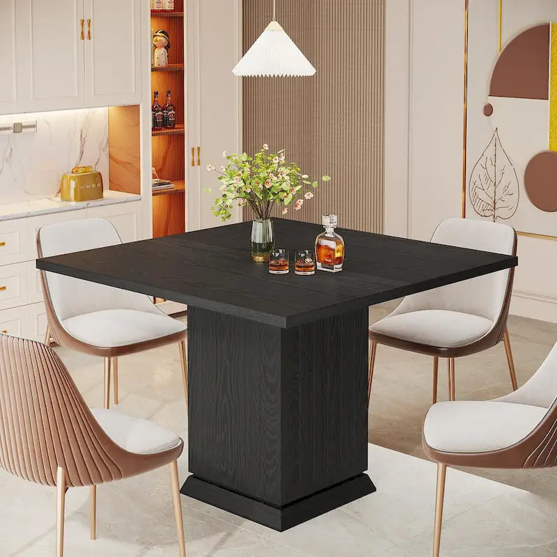 Modern Small Wood Square Dining Table for 4 People 4