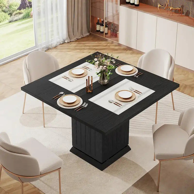 Modern Small Wood Square Dining Table for 4 People 5