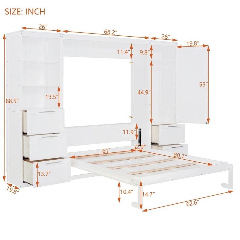 Modern Queen Murphy Bed with Closet and Drawers