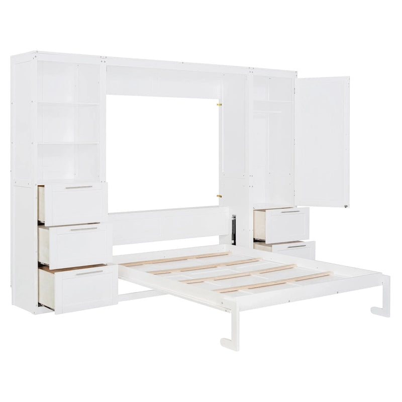Modern Queen Murphy Bed with Closet and Drawers 4