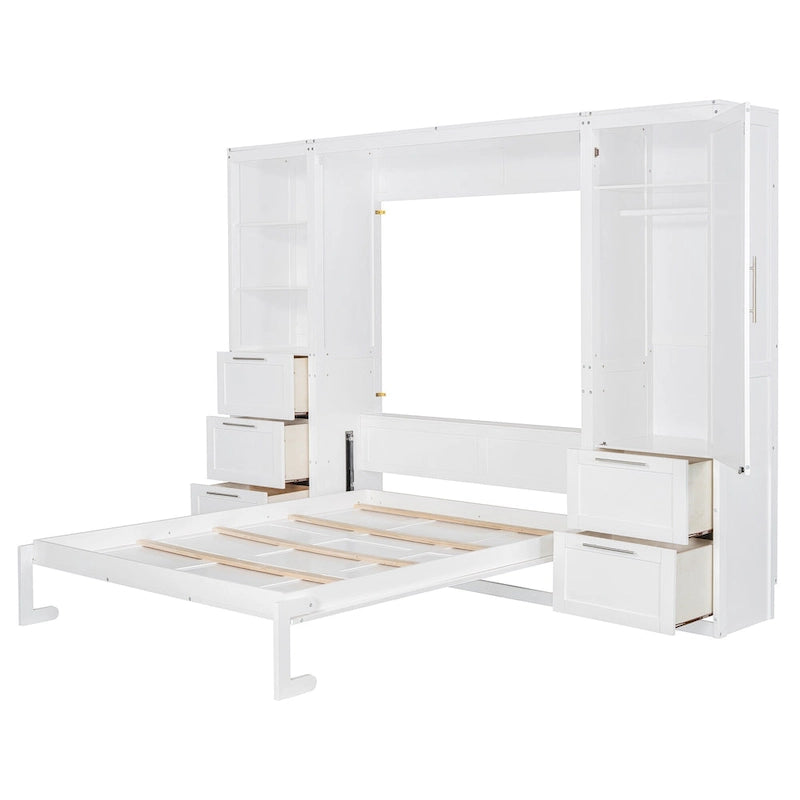 Modern Queen Murphy Bed with Closet and Drawers 6