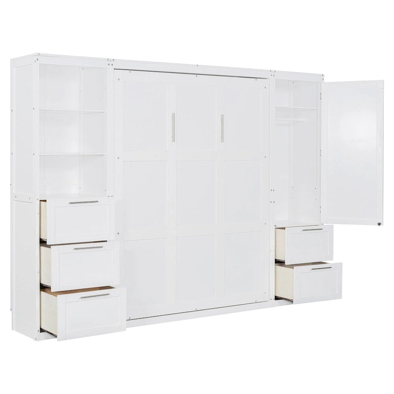 Modern Queen Murphy Bed with Closet and Drawers 7