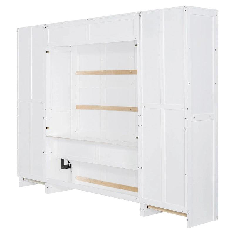 Modern Queen Murphy Bed with Closet and Drawers 10