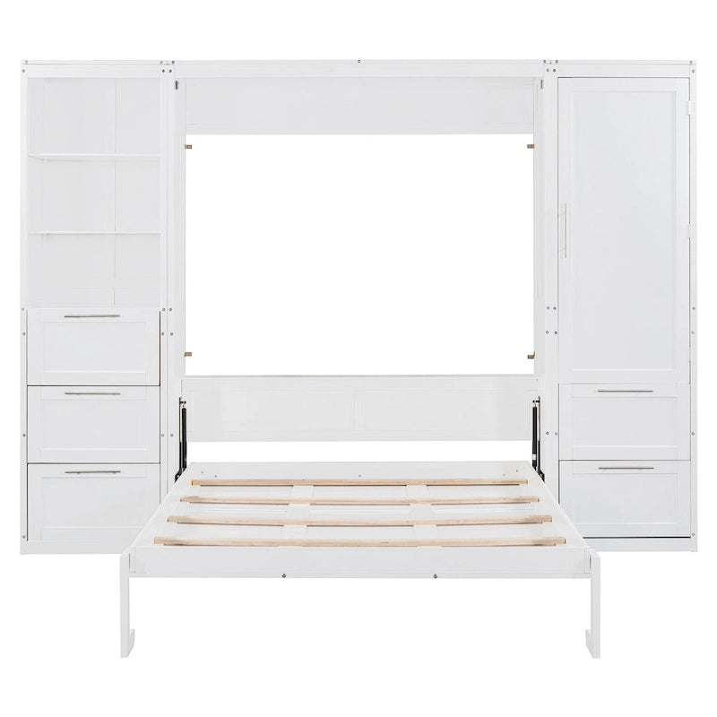 Modern Queen Murphy Bed with Closet and Drawers 12