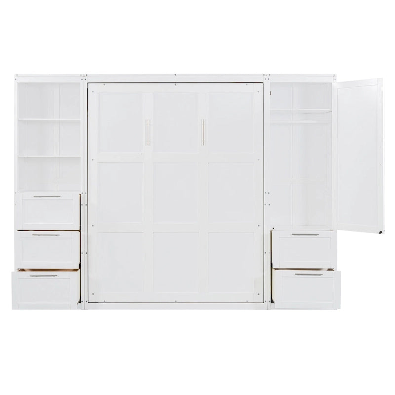 Modern Queen Murphy Bed with Closet and Drawers 13