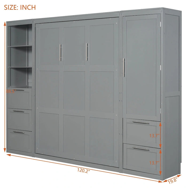 Modern Queen Murphy Bed with Closet and Drawers 14