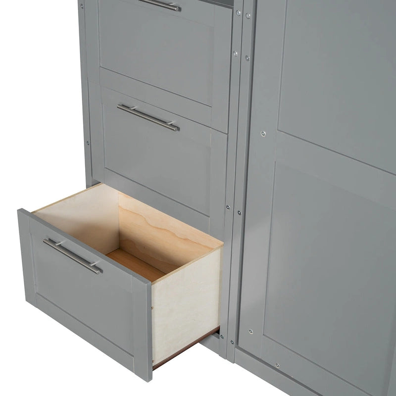 Modern Queen Murphy Bed with Closet and Drawers 15