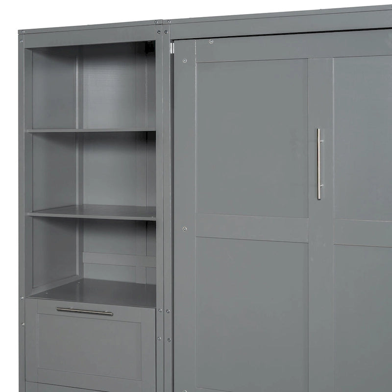 Modern Queen Murphy Bed with Closet and Drawers 19