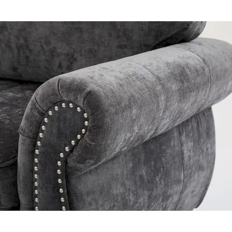 109.5 Chenille 6-Seater L-Shaped Sectional Sofa with Rivets Decorated Rolled Armrests,Cushions, and Wood Frame 15