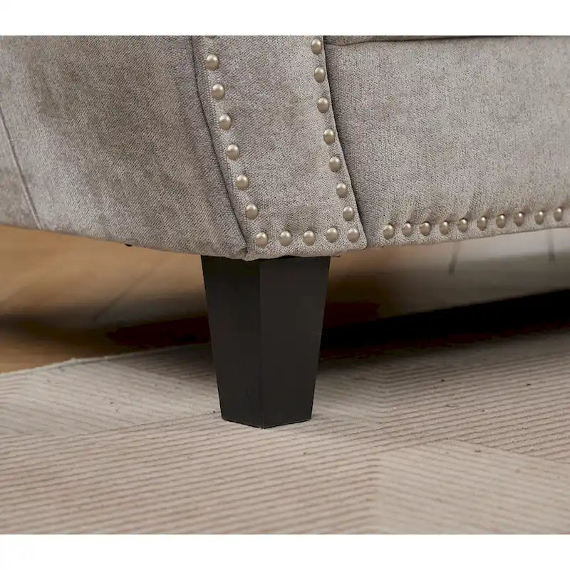 109.5 Chenille 6-Seater L-Shaped Sectional Sofa with Rivets Decorated Rolled Armrests,Cushions, and Wood Frame 25