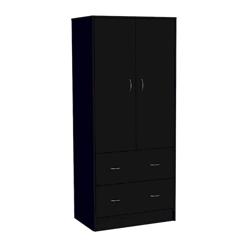 30.9 Modern Double-door Armoire with Two Drawers and Hanging Rod for Bedroom 9