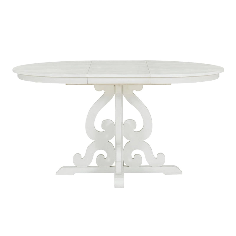 Set da Pranzo Antico Bianco Retrò di 5 Pezzi in Legno con Tavolo Allungabile e 4 Sedie 10