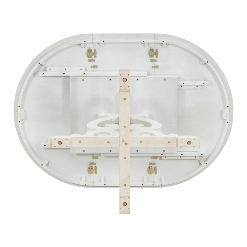 Set da Pranzo Antico Bianco Retrò di 5 Pezzi in Legno con Tavolo Allungabile e 4 Sedie 15