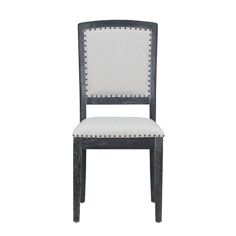 Set da pranzo in legno 7 pezzi nero + grigio con tavolo allungabile e 6 sedie 17