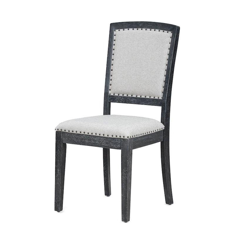 Set da pranzo in legno 7 pezzi nero + grigio con tavolo allungabile e 6 sedie 18