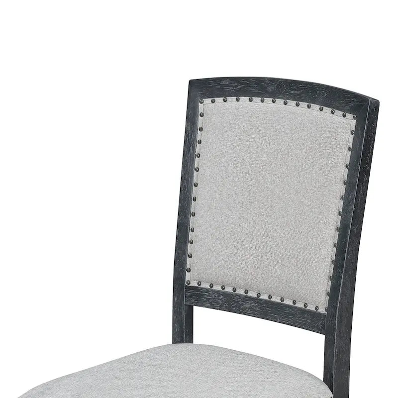 Set da pranzo in legno 7 pezzi nero + grigio con tavolo allungabile e 6 sedie 19