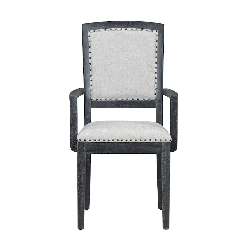 Set da pranzo in legno 7 pezzi nero + grigio con tavolo allungabile e 6 sedie 20