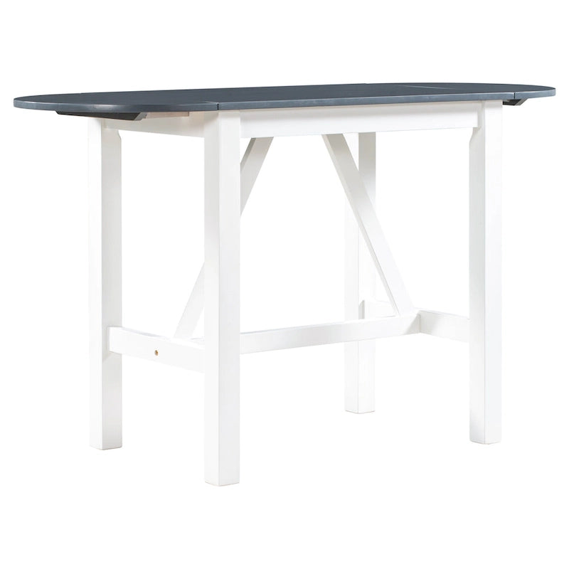 Set tavolo da pranzo bianco in legno a 3 pezzi con altezza da bancone con tavolo allungabile e 2 sedie 12
