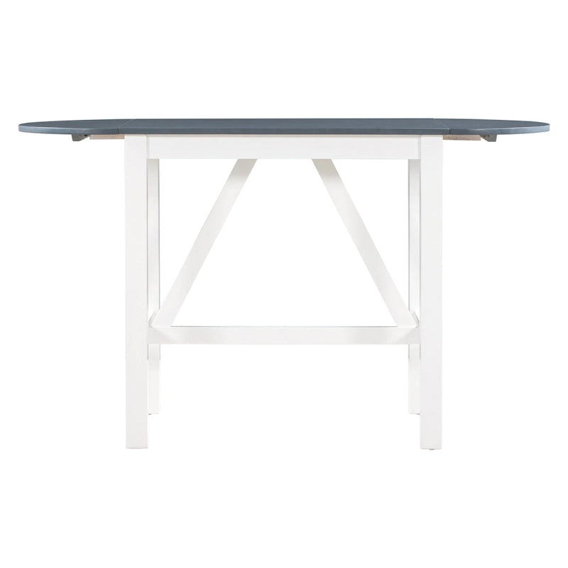 Set tavolo da pranzo bianco in legno a 3 pezzi con altezza da bancone con tavolo allungabile e 2 sedie 13