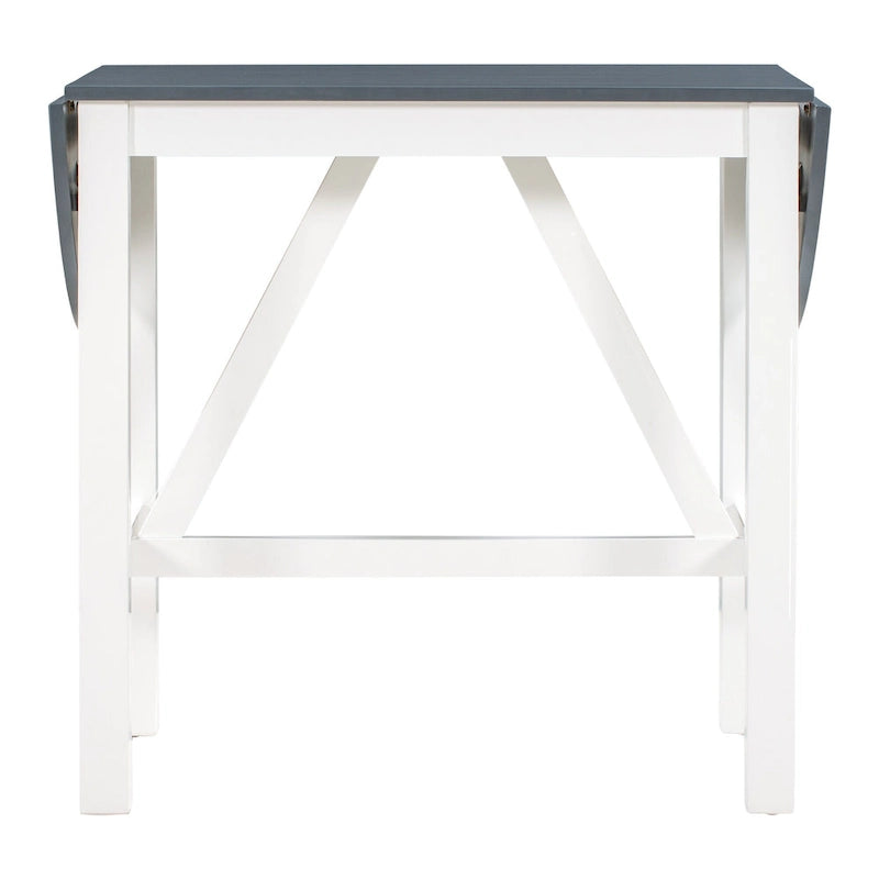 Set tavolo da pranzo bianco in legno a 3 pezzi con altezza da bancone con tavolo allungabile e 2 sedie 14