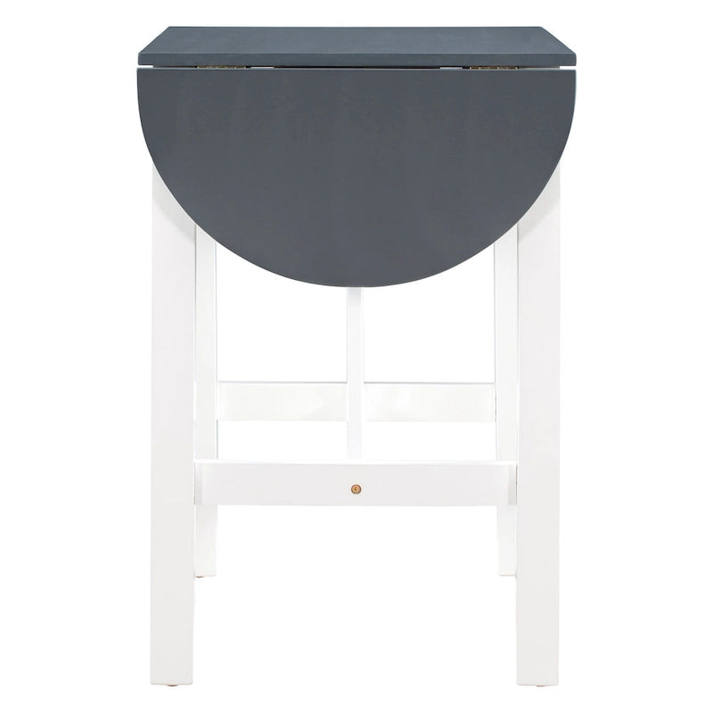 Set tavolo da pranzo bianco in legno a 3 pezzi con altezza da bancone con tavolo allungabile e 2 sedie 16