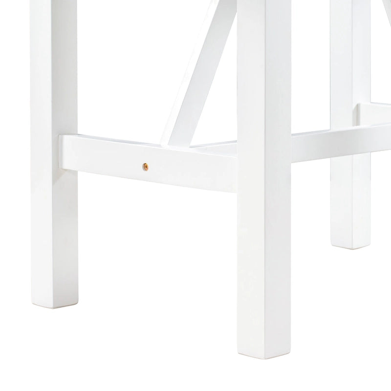 Set tavolo da pranzo bianco in legno a 3 pezzi con altezza da bancone con tavolo allungabile e 2 sedie 18