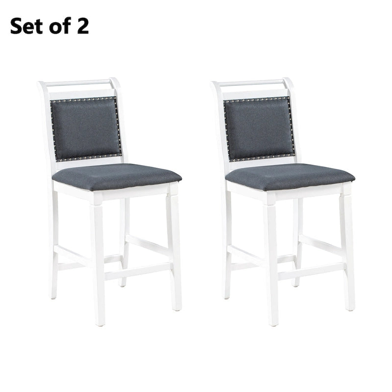 Set tavolo da pranzo bianco in legno a 3 pezzi con altezza da bancone con tavolo allungabile e 2 sedie 20