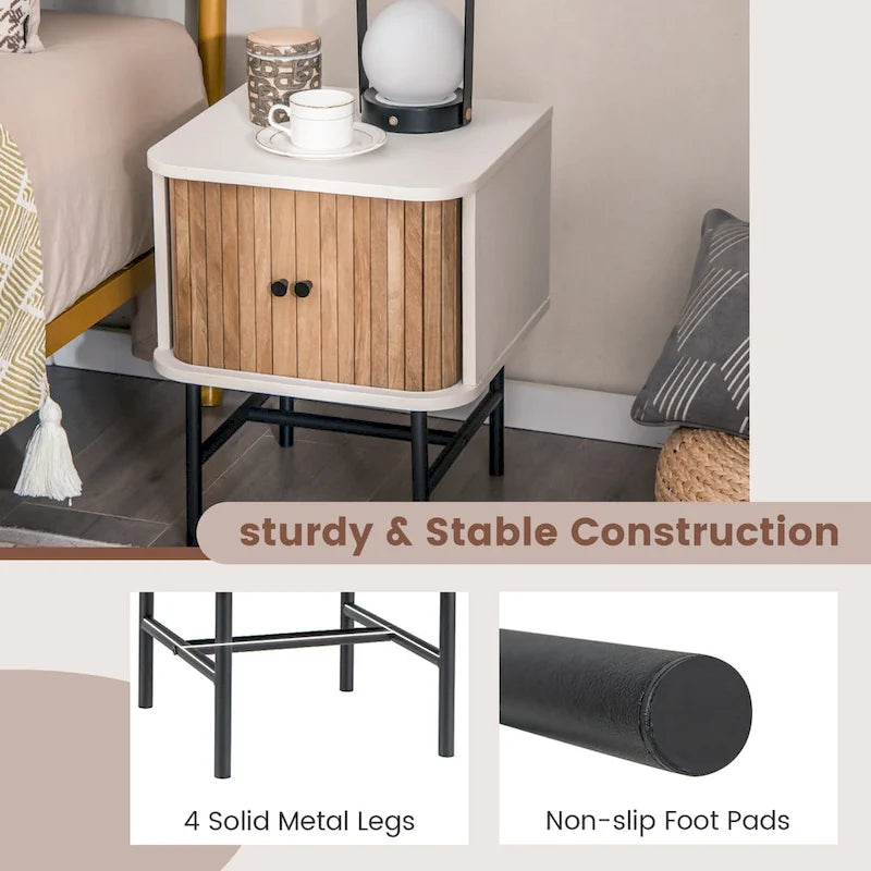 Gymax Set di 2 Comodini Moderni e Compatti con Cassetto Scorrevole 7