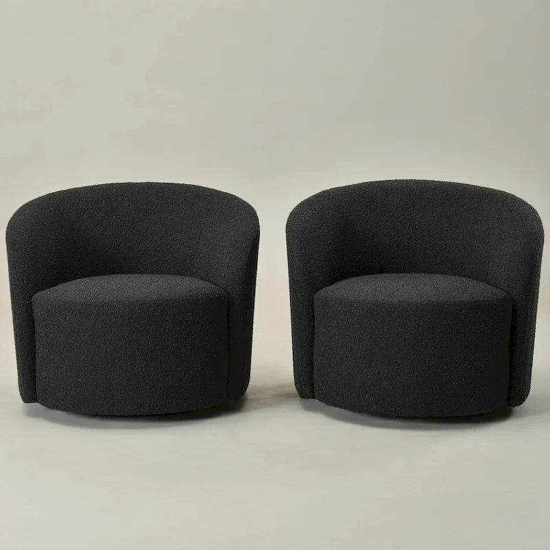 KINWELL 34 Wide Upholstered Swivel Accent Barrel Chair (Set of 2) 26