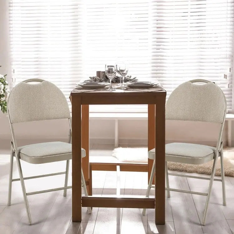 6 Pack Folding Chairs Portable Padded Office Kitchen Dining Chairs-Beige - 18.5 x 20 x 35 (L x W x H) 10