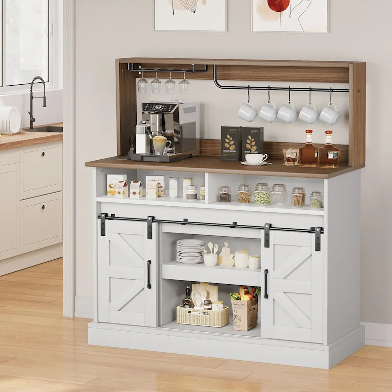 Moasis Farmhouse Coffee Bar Cabinet - 15.1D x 47.2W x 51.5H 4