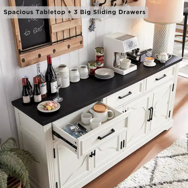 Farmhouse Buffet Sideboard Cabinet,Coffee Bar Wine Bar for Dining Room - N/A 5