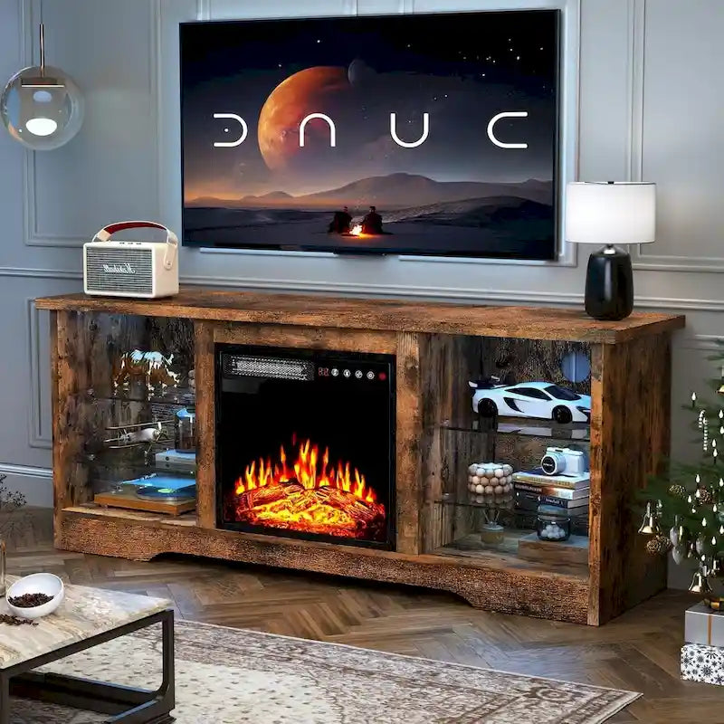 Bossin 58 Fireplace TV Stand with 18 Electric Fireplace,Modern Entertainment Center for 65 TVs,TV Console 23