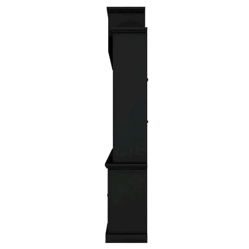 Entertainment Wall Unit with Bridge, Tempered Glass Doors for TVs Up to 70 42