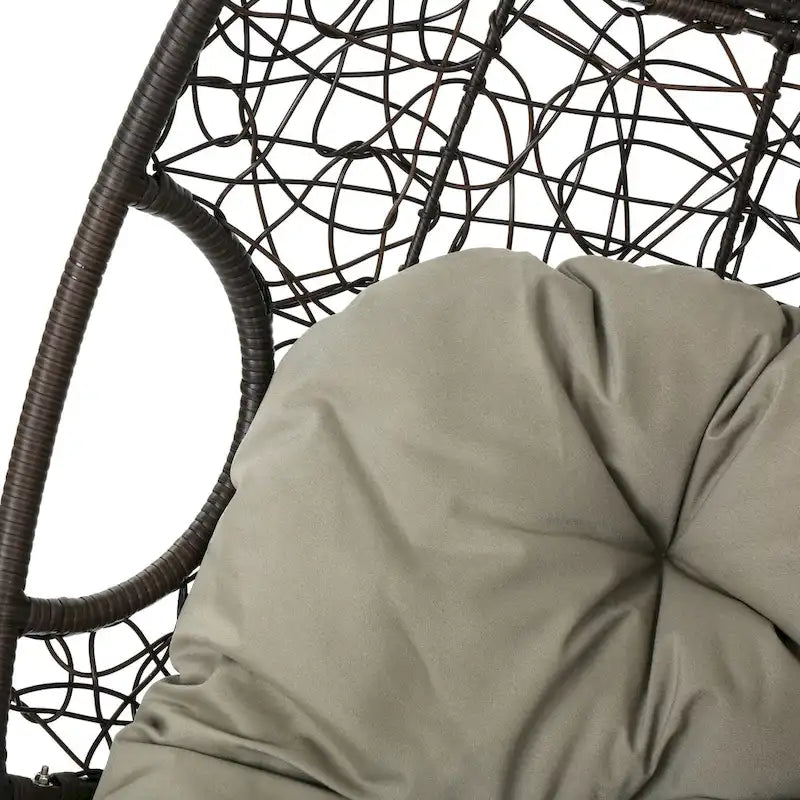 Waterproof Outdoor Wicker Hanging Basket Chair with Cushions, Hammock Seat - 300 lbs Capacity 20